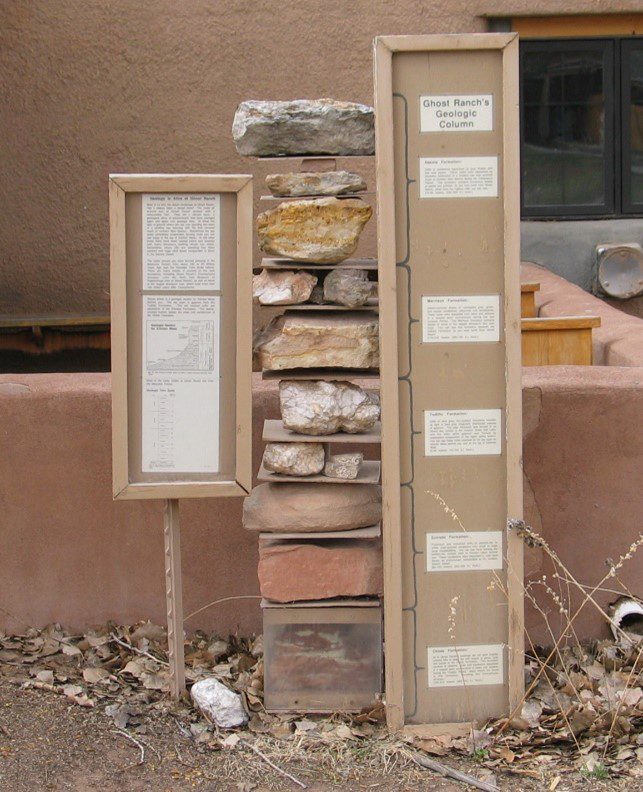 Rock layers from geology display in museum
