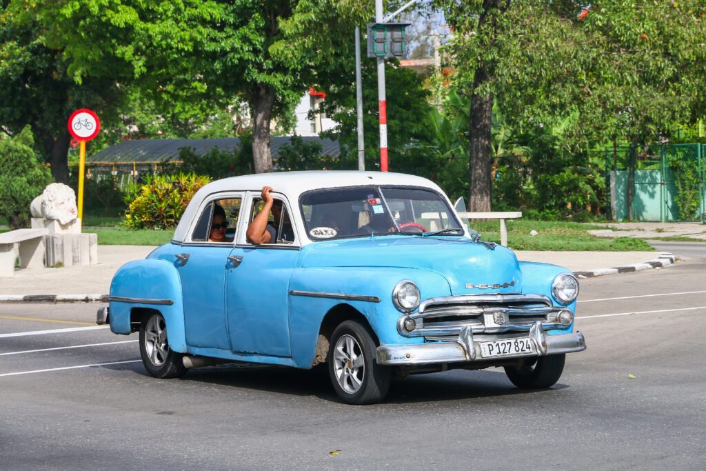 Old blue taxi
