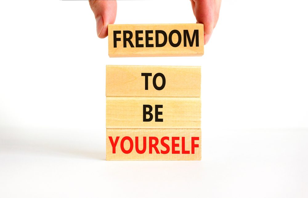 Blocks with words Freedom to be  yourself